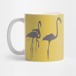 Minimalistic Three Flamingos Grey Silhouette Mug